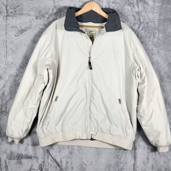L.L. Bean Other - L.L. Bean Jacket Mens XXL Tall Zip Front Nylon O UF44 Full Zip White Pockets